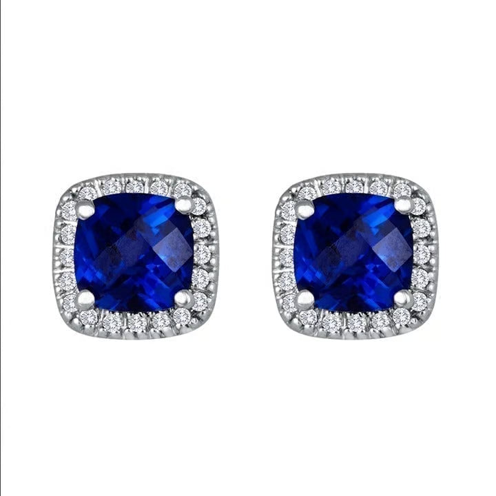 BettyRae - Saphir Square Stud Earrings White Gold